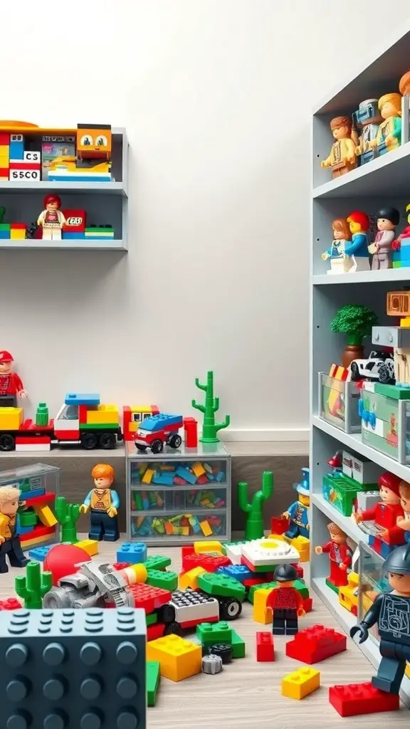 19+ Creative LEGO Organization Ideas for a Tidy Space 14 Colorful LEGO storage solutions with bins, shelves, and figures