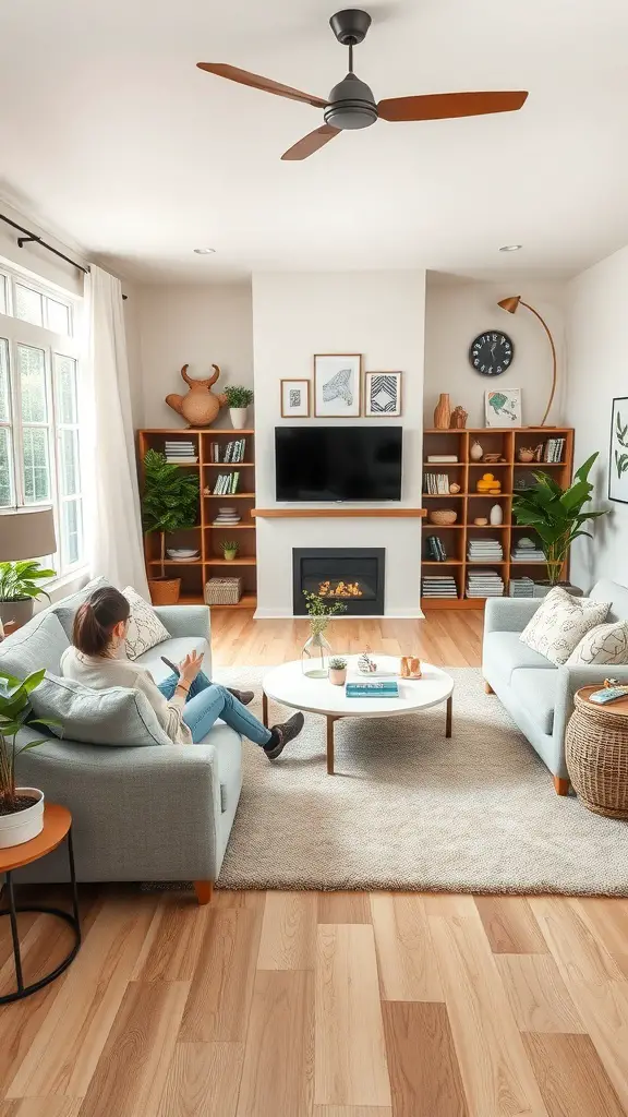27+ Stunning Pottery Barn Living Room Ideas You’ll Love 6 Cozy family-friendly living room with two sofas, a coffee table, and plants.
