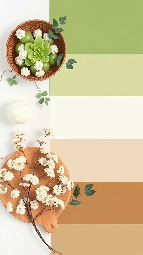 29+ Stunning Sage Green Kitchen Ideas to Transform Your Space 9 A collection of natural elements and decor items arranged around the theme of sage green.