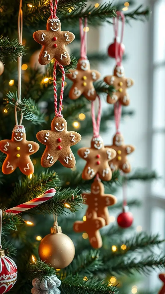 31+ Creative Gingerbread Christmas Decor Ideas You’ll Love 8 Gingerbread cookie ornaments hanging on a Christmas tree