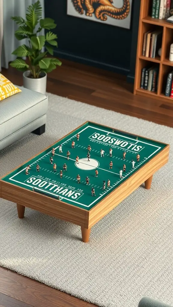 19+ Inspiring Sports Room Decor Ideas to Elevate Your Space 16 Miniature sports field coffee table with tiny players