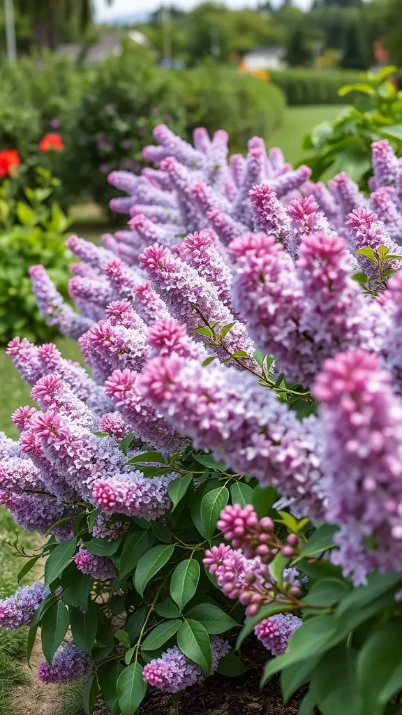 19+ Stunning Lilac Bush Landscaping Ideas for Your Garden 8 A vibrant lilac bush in full bloom, showcasing clusters of purple flowers.
