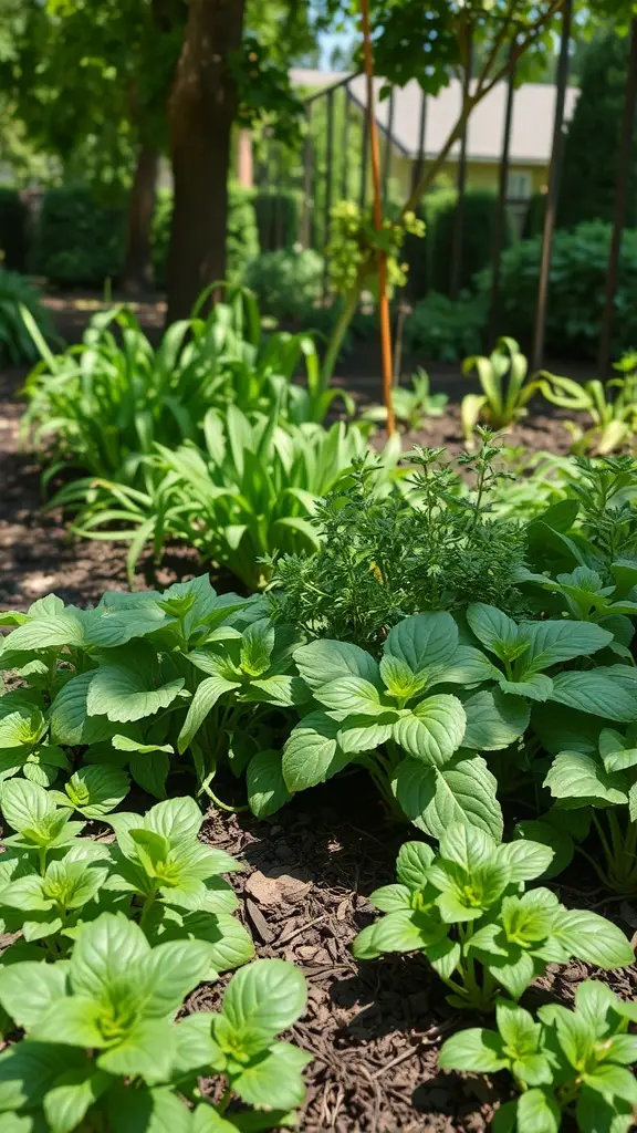 21+ Stunning Full Shade Landscaping Ideas for Your Garden 6 A lush garden with various edible plants thriving in a shaded area.