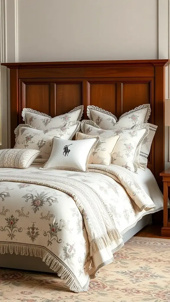 29+ Stylish Ralph Lauren Bedroom Ideas for a Cozy Retreat 3 Ralph Lauren bedding featuring floral patterns and rich colors