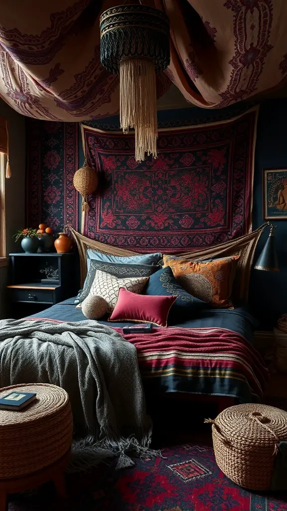 45+ Stunning Dark Boho Bedroom Ideas to Transform Your Space 1