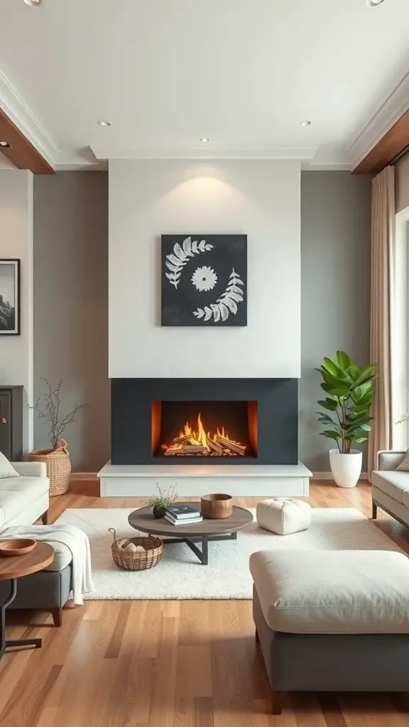 29+ Modern Cottage Living Room Ideas You’ll Love 10 Modern cottage living room with a sleek fireplace and cozy seating arrangement