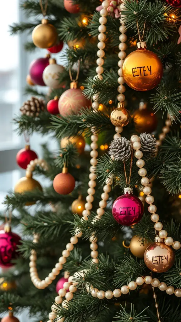 27+ Stunning Christmas Tree Décor Ideas You’ll Love 8 A Christmas tree decorated with vintage glass ornaments in various colors and sizes.