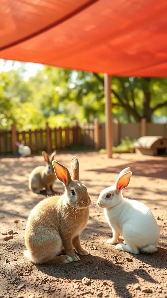 27+ Must-Have Features for the Ultimate Rabbit Playground 14 Rabbits playing in a sunny playground with a shaded area.