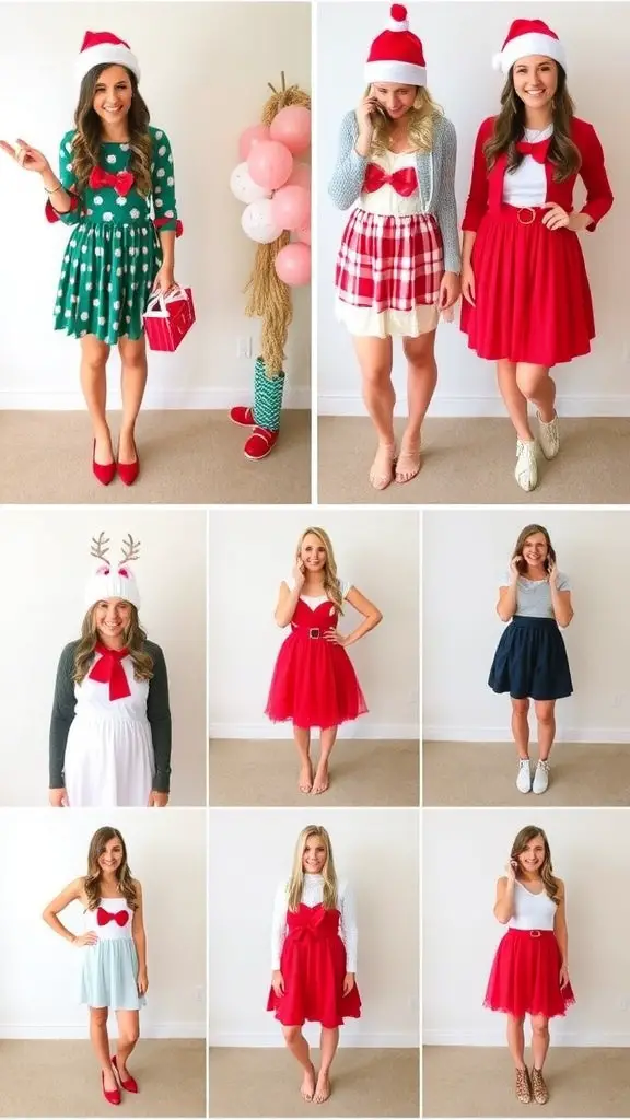 Guests in Santa Baby themed attire at a festive baby shower