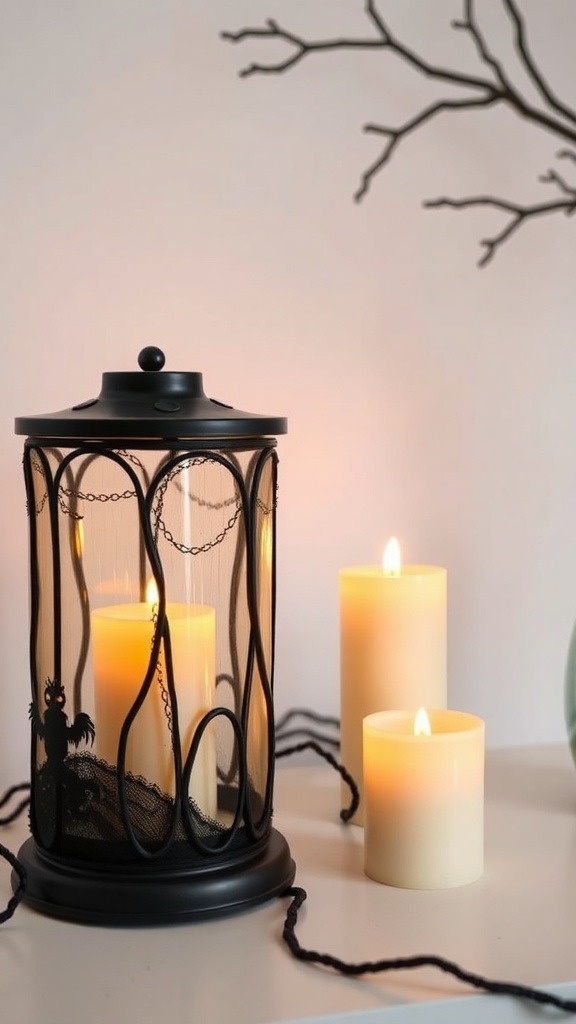 25+ Spooktacular Dollar Tree Halloween Decor Ideas Under $25 8 A spooky candle holder with candles inside, surrounded by additional candles.