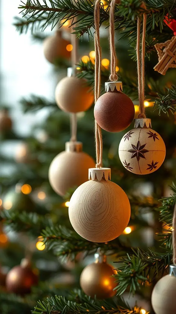 31+ Creative DIY Christmas Decorations You Can Make at Home 13 Rustic wooden ornaments hanging on a Christmas tree