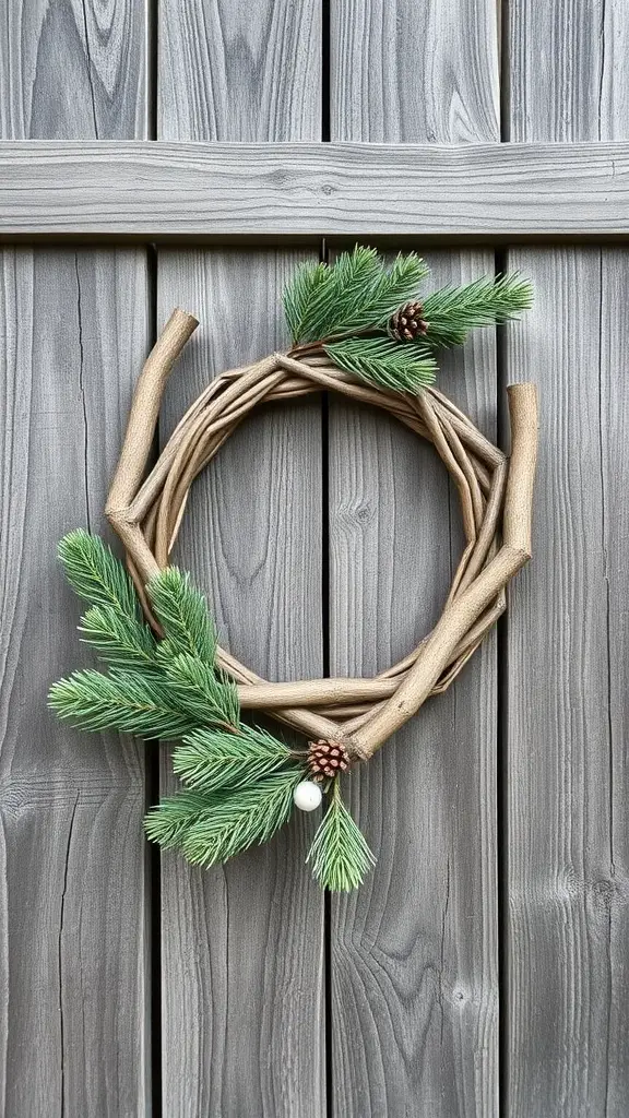 29+ Elegant Fall Wreaths to Enhance Your Home Decor 18 Rustic barnwood wreath with pine needles and cones