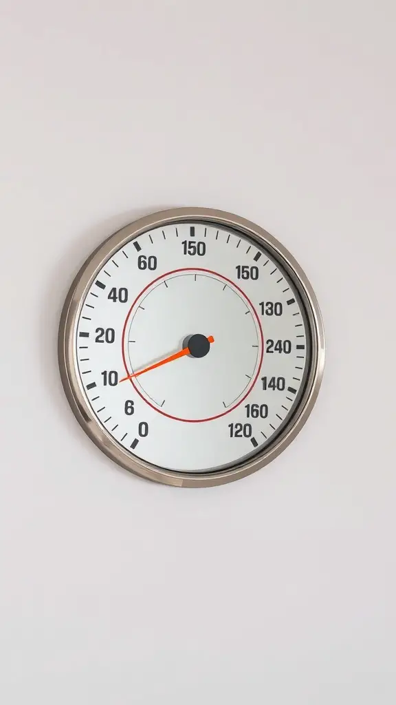 23+ Creative Car Room Decor Ideas for Enthusiasts 22 A wall mirror designed like a speedometer with numbers and a needle.