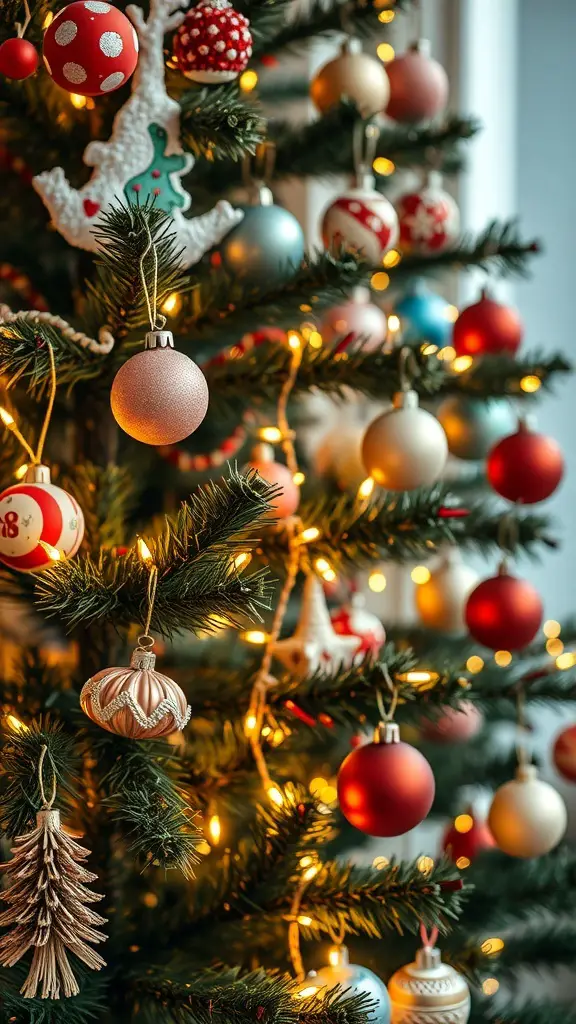 37+ Festive Christmas Room Decor Ideas to Transform Your Space 11 A Christmas tree decorated with colorful ornaments and warm lights.