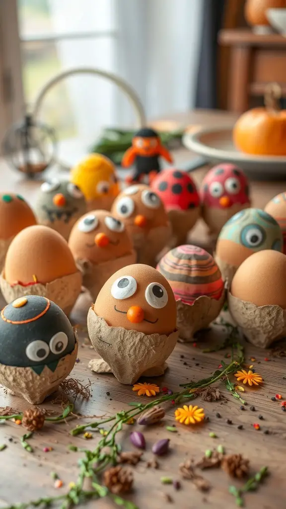 27+ Fun Halloween Crafts for Kids to Spook Up Your Season 16 Colorful egg carton creatures decorated for Halloween