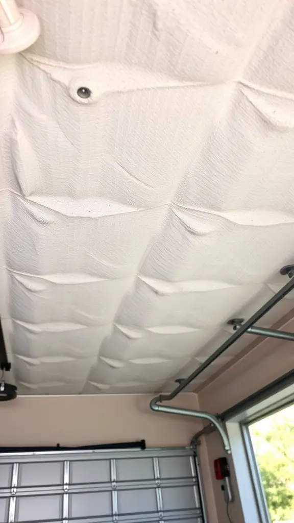 Insulated ceiling panels in a garage
