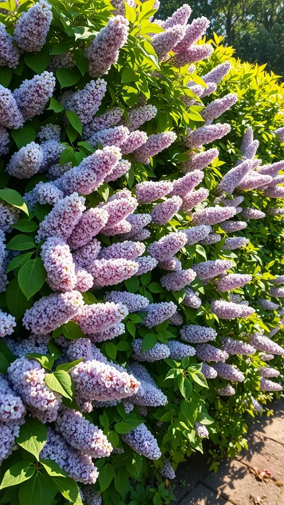 19+ Stunning Lilac Bush Landscaping Ideas for Your Garden 11 A vibrant lilac bush full of purple flowers, ideal for landscaping and privacy.
