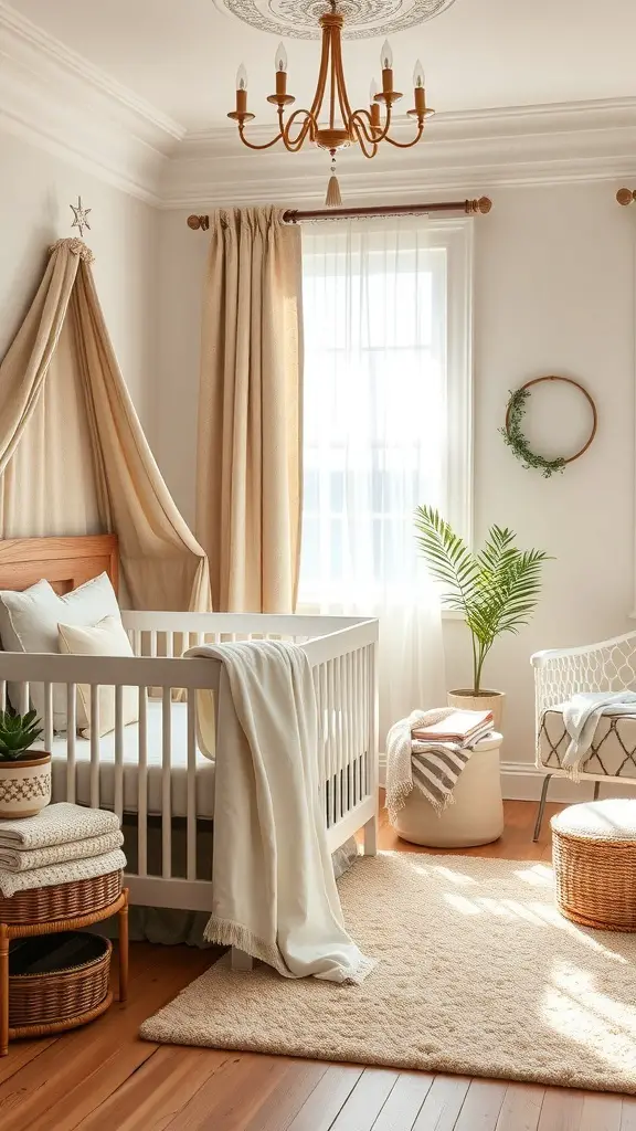 27+ Stunning Ralph Lauren Nursery Ideas for Your Little One 7 A cozy nursery with a crib, soft textiles, and warm lighting