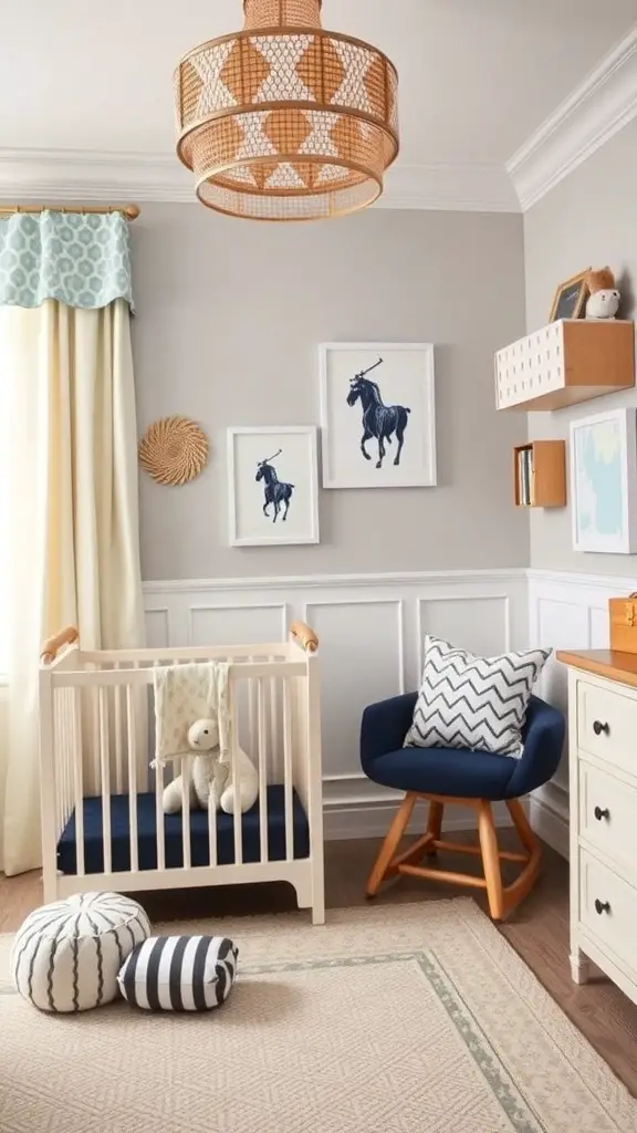 27+ Stunning Ralph Lauren Nursery Ideas for Your Little One 4 A gender-neutral nursery featuring a crib, cozy chair, and playful decor.