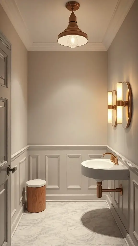 27+ Stunning Statement Powder Room Ideas to Transform Your Space 8 Stylish powder room with elegant lighting fixtures