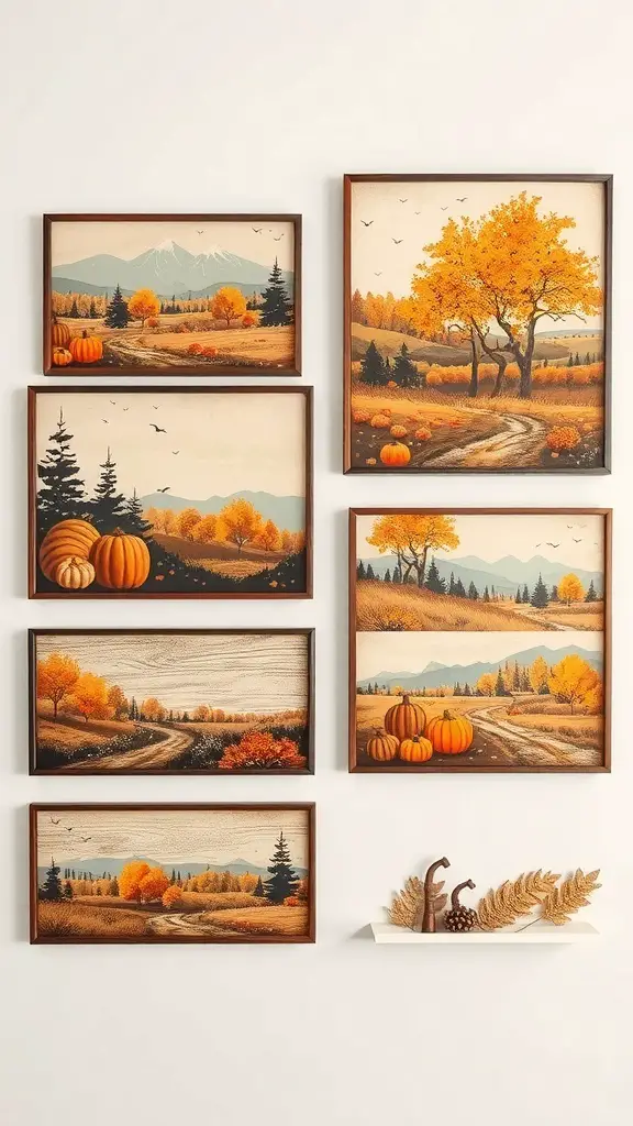 37+ Creative Indoor Fall Decorations You’ll Love 12 A serene autumn landscape with golden trees and mountains in the background.
