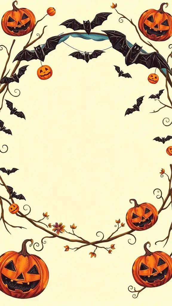 27+ Spooktacular Halloween Wreath Ideas to Enhance Your Decor 11 A vintage Halloween wreath featuring pumpkins and bats