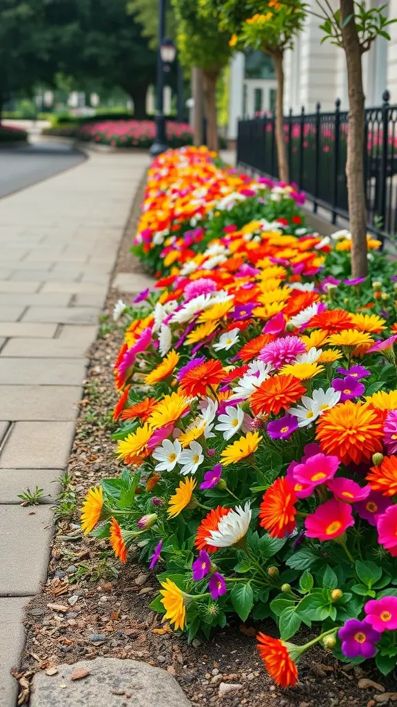 25+ Stunning Sidewalk Landscaping Ideas to Elevate Your Curb Appeal 9 Colorful seasonal flower beds lining a sidewalk