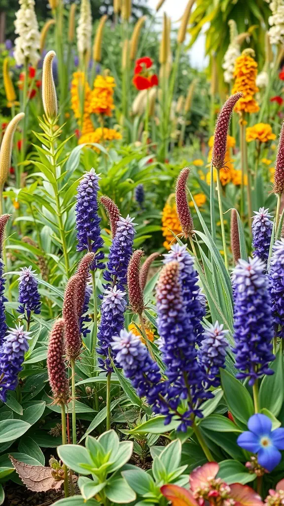 A colorful display of native flowers in a zeroscaping backyard.