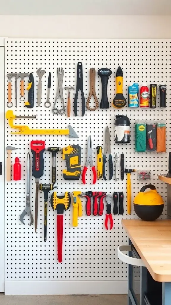 29+ Small Room Organization Ideas You Need to Try 16 A pegboard displaying various tools and organization items