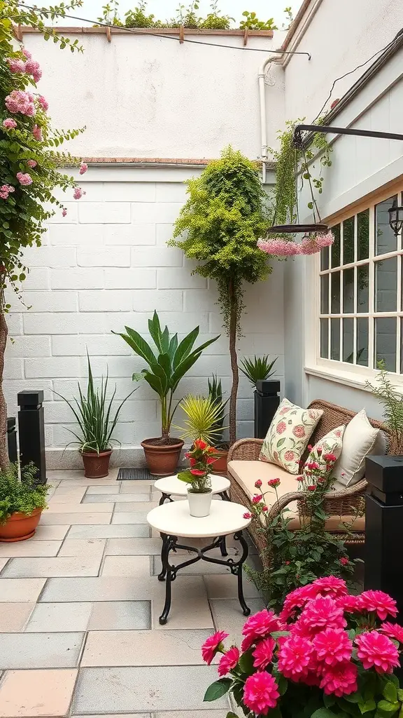 29+ Inspiring Small Urban Garden Design Ideas You’ll Love 4 Cozy seating area in a small urban garden with plants and flowers