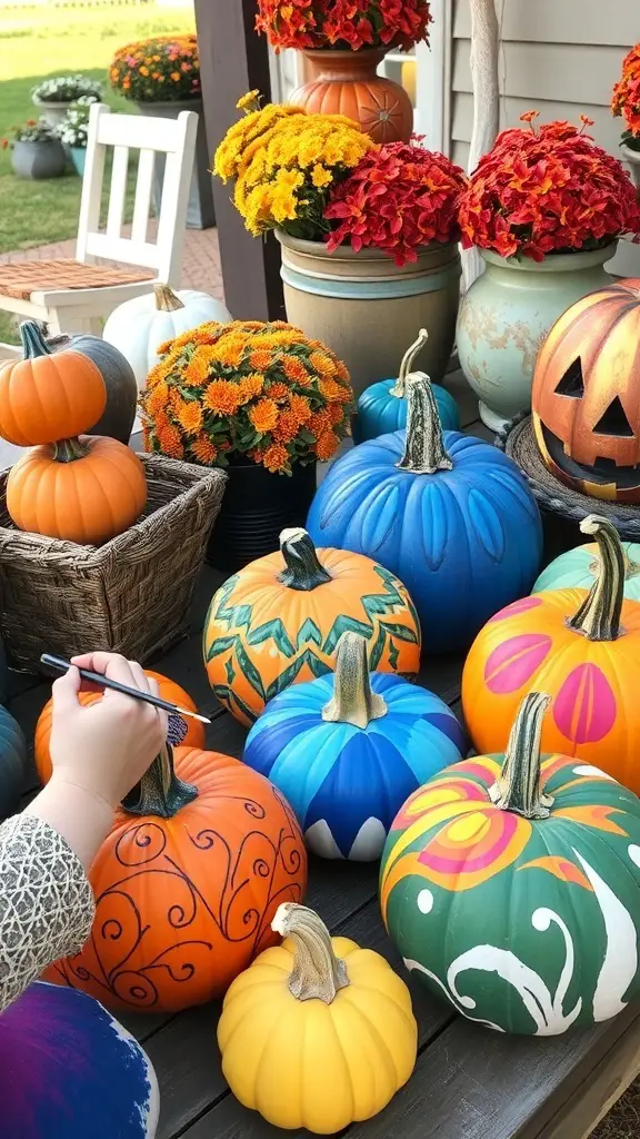 27+ Fun Halloween Crafts for Kids to Spook Up Your Season 4 Children painting pumpkins at a festive outdoor party