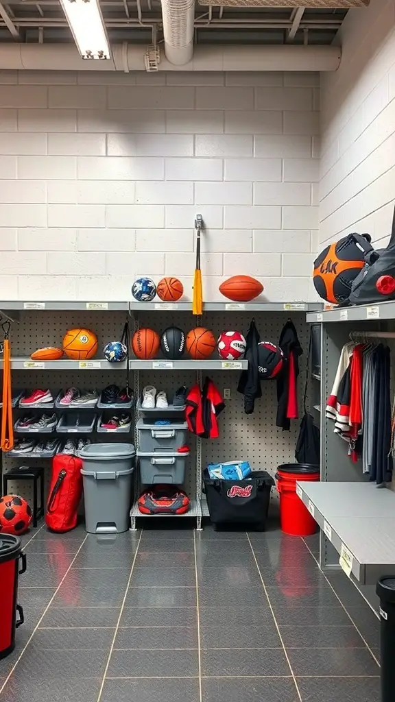 19+ Inspiring Sports Room Decor Ideas to Elevate Your Space 7 Organized athletic gear storage with sports balls and bins
