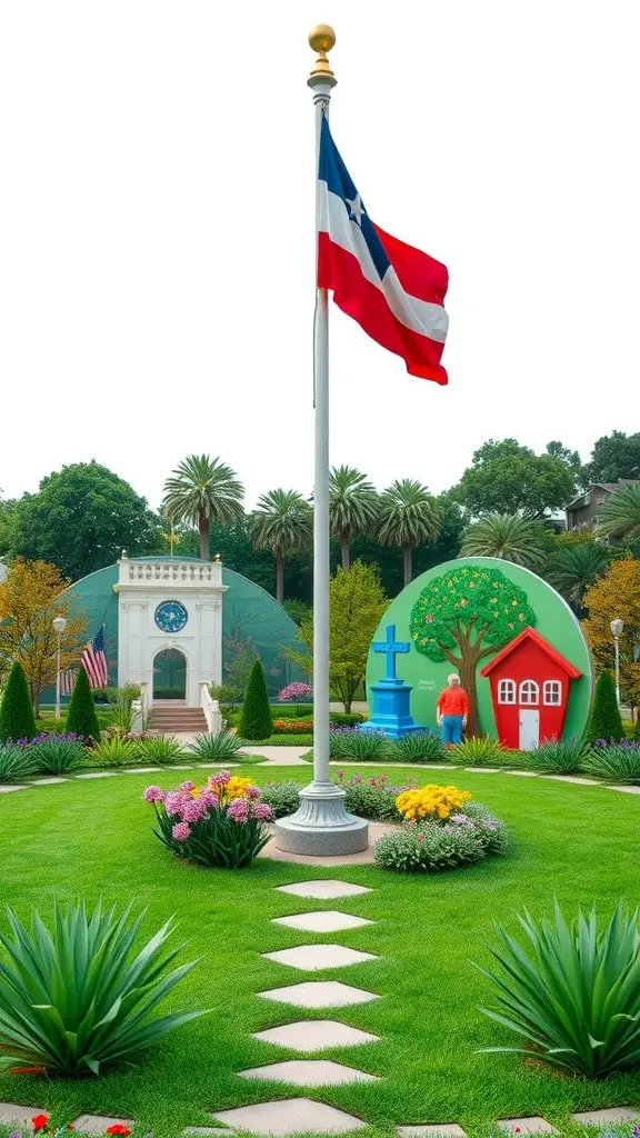 21+ Creative Flag Pole Landscaping Ideas for a Stunning Outdoor Space 1