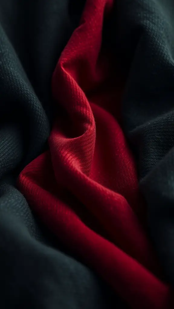 35+ Essential Dark Academia Decor Ideas for a Cozy Aesthetic 8 Close-up of rich textured fabrics in black and red
