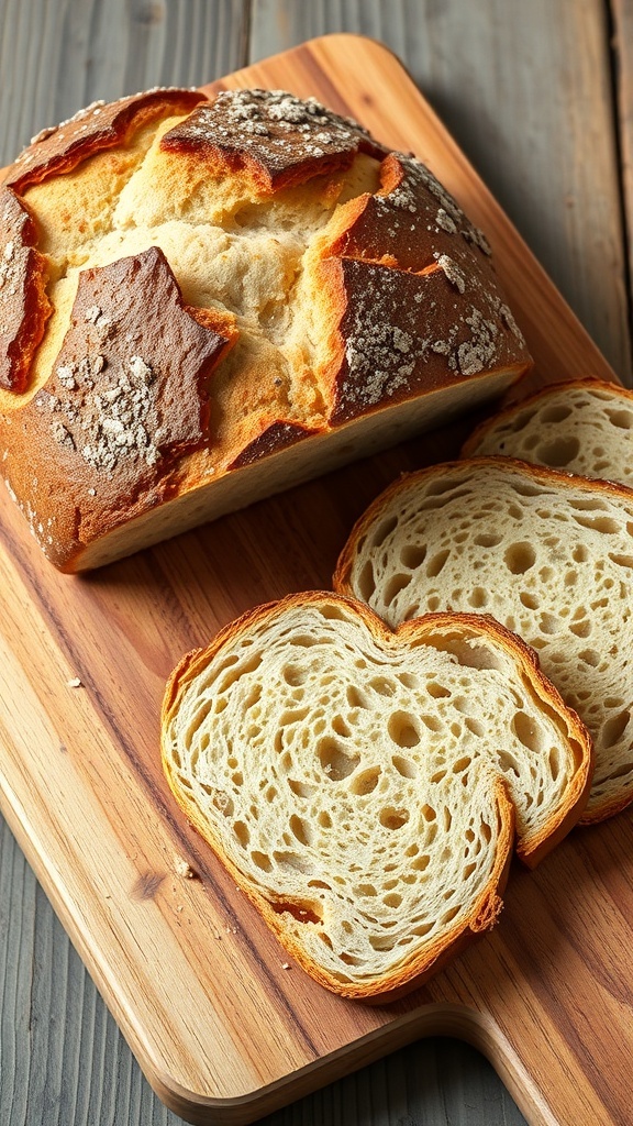 29+ Essential Items for a Cozy Dark Cottagecore Kitchen 15 Artisan bread loaf on a wooden board with slices