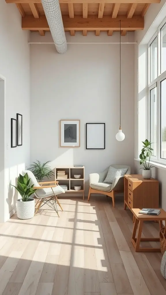 29+ Small Room Organization Ideas You Need to Try 20 A minimalist small room with natural light, simple furniture, and plants.
