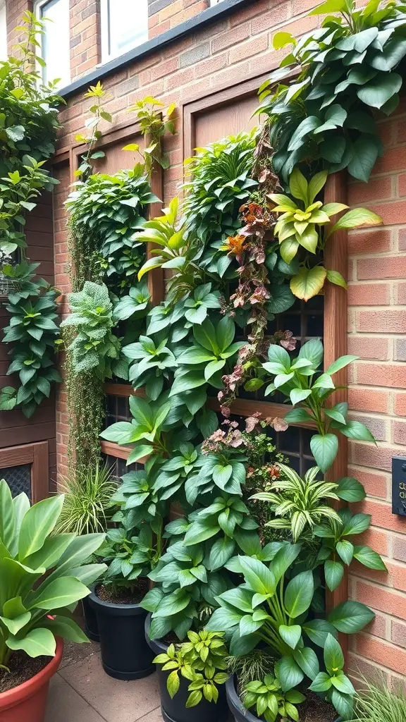 29+ Inspiring London Garden Ideas for Your Urban Oasis 14 A vertical garden with various lush green plants growing on a wall.