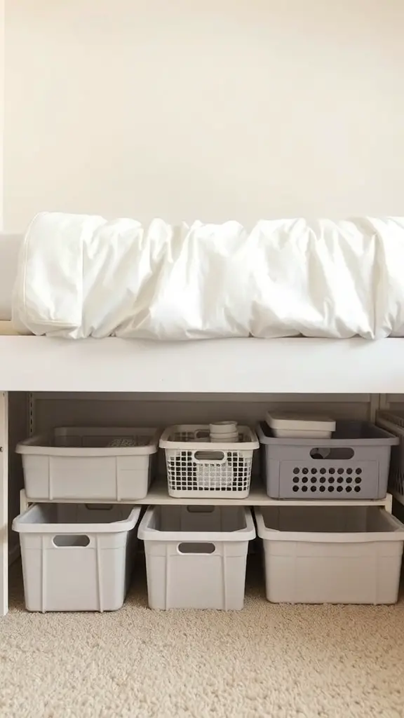 29+ Small Room Organization Ideas You Need to Try 12 Under-bed storage bins organized neatly