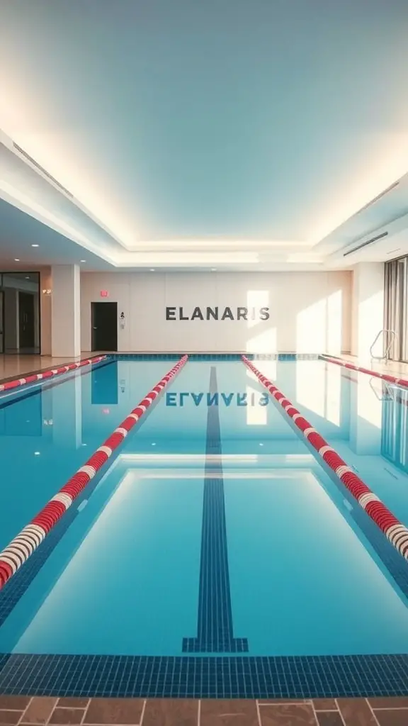 Indoor lap pool with clear water and defined lanes