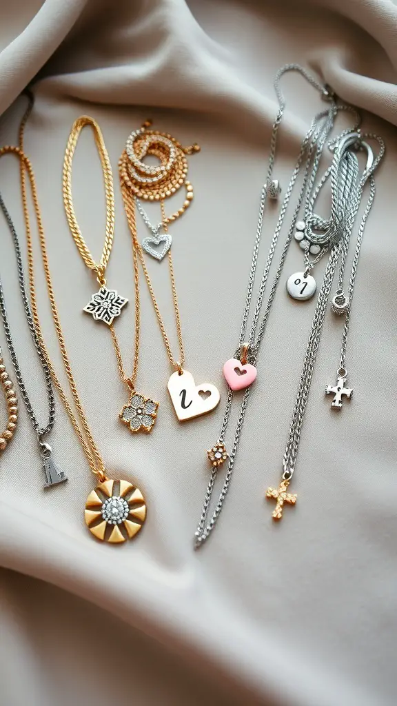 15 Unique Bridesmaid Gift Ideas to Show Your Appreciation 2 A collection of personalized necklaces with various charms and designs.