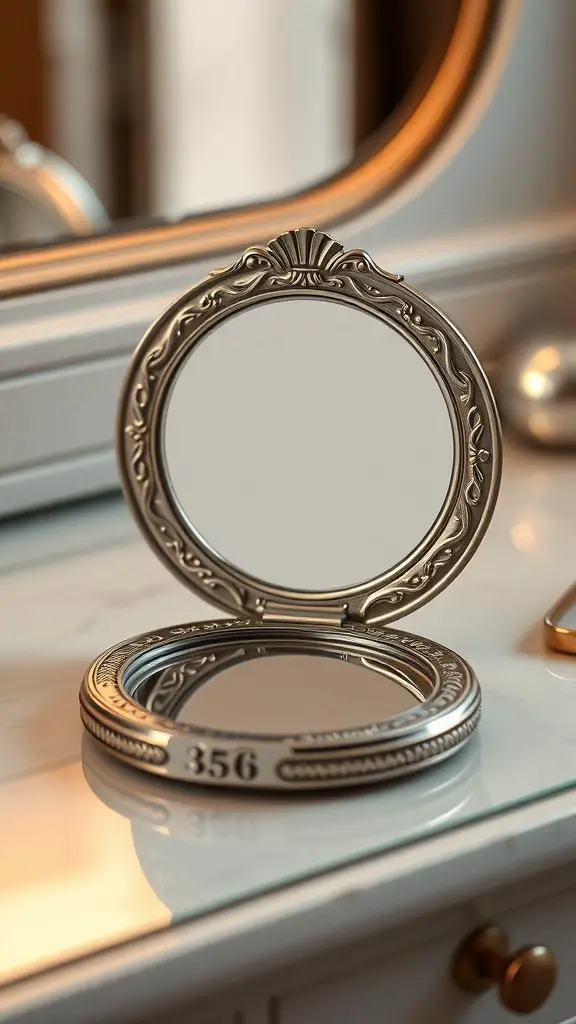 15 Unique Bridesmaid Gift Ideas to Show Your Appreciation 7 Engraved compact mirror on a vanity
