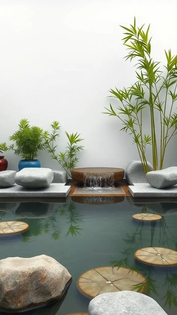 29+ Stunning Resort Pool Designs to Inspire Your Backyard Oasis 6 A tranquil zen pool with smooth stones, bamboo plants, and a small waterfall.