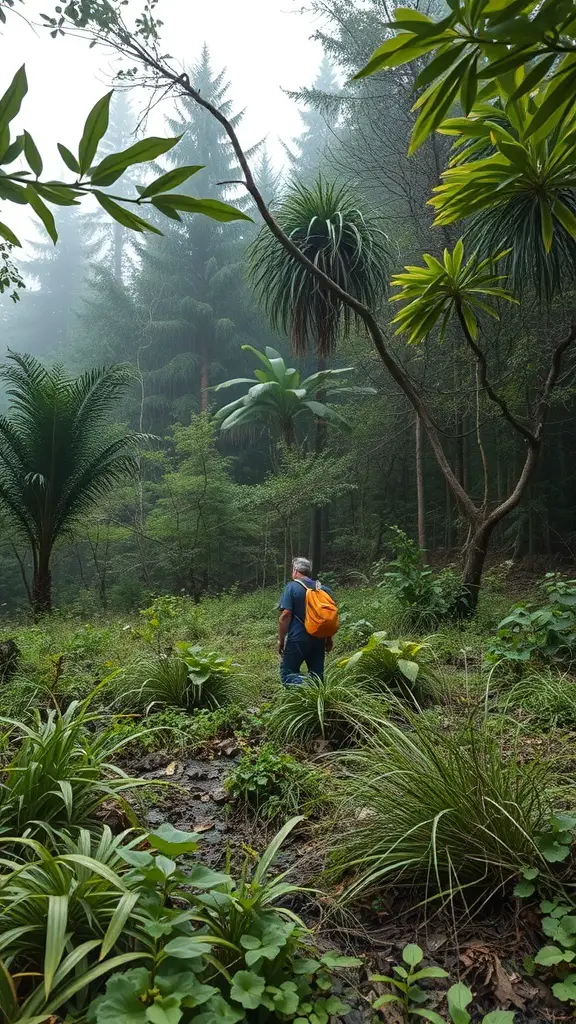 33+ Fascinating Wild Plants You Can Discover Today 14 A person walking through a misty forest surrounded by various wild plants.