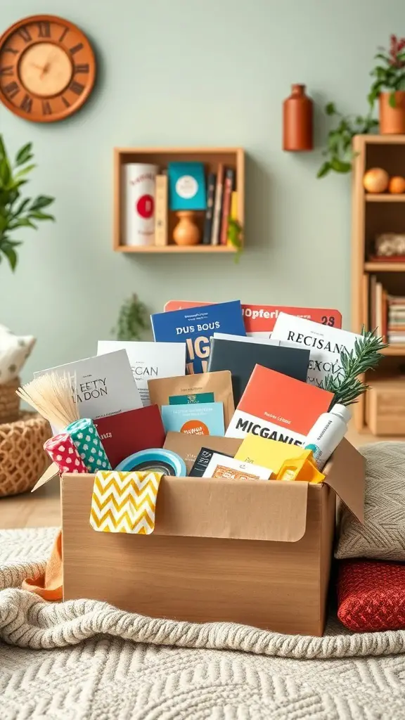 33+ Thoughtful Gifts Your Sister Will Adore 7 A subscription box filled with colorful items for various hobbies, including books and craft supplies.