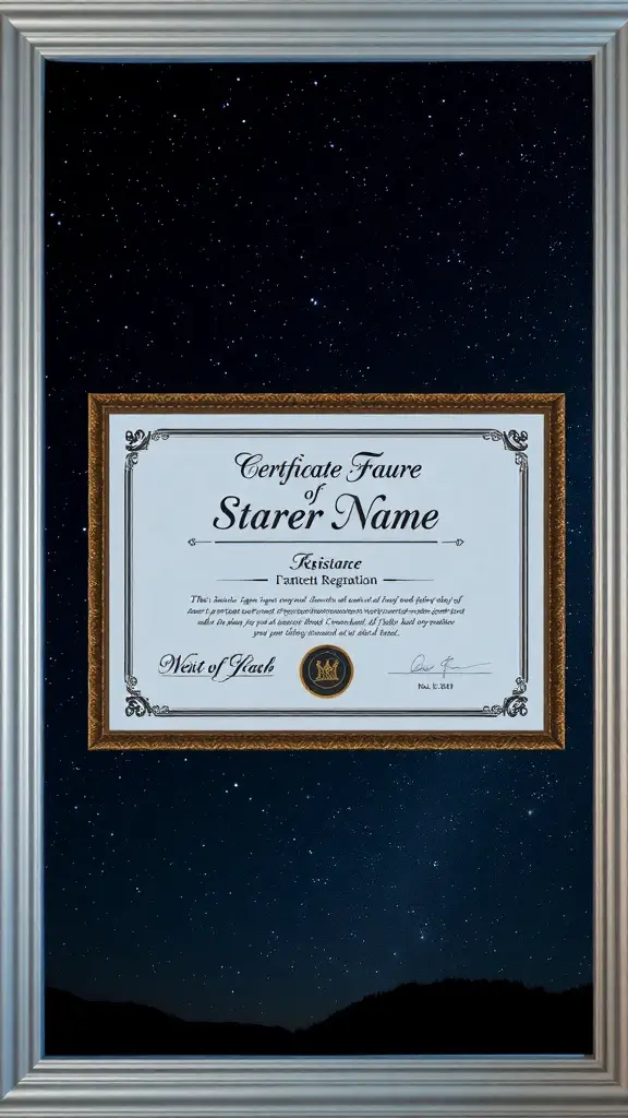 25+ Thoughtful Anniversary Gifts for Her 11 Framed certificate for a customized star name registry
