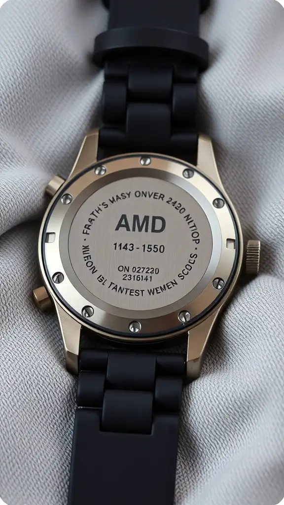 25+ Thoughtful Anniversary Gifts for Her 2 A close-up view of a custom engraved watch with a black strap and a gold case.