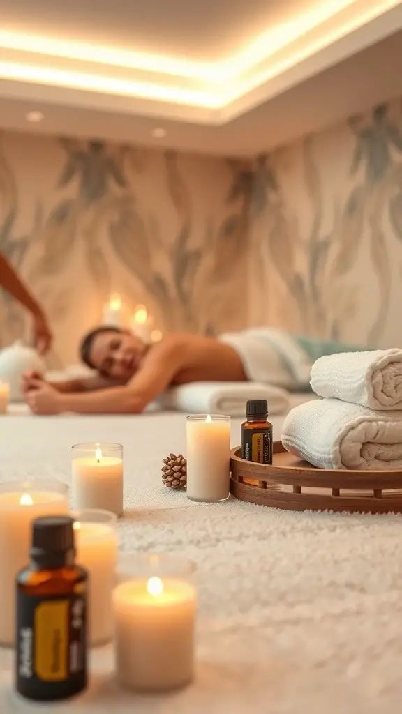 21+ Thoughtful Anniversary Gifts for Parents Celebrating 2 A couple enjoying a spa day with candles and essential oils