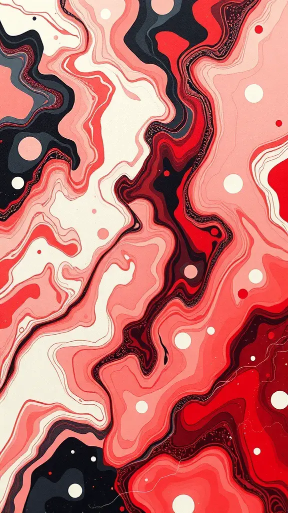 29+ Stunning Abstract Paintings You Need to See 2 An abstract painting featuring swirling patterns in red, black, and white.