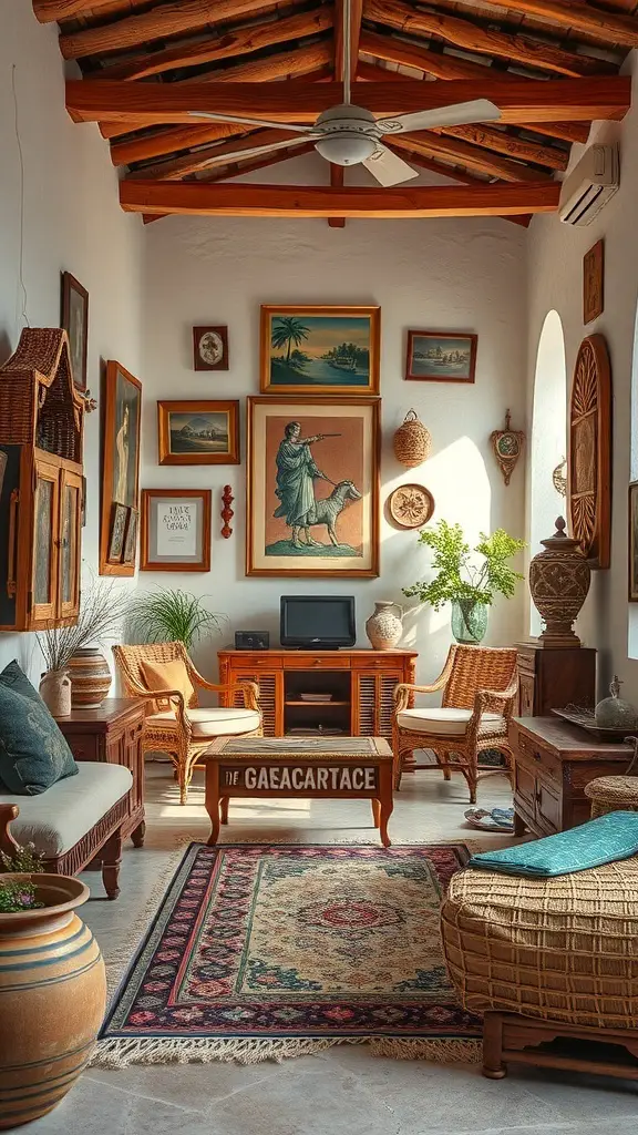 25+ Stunning Spanish Beach House Designs You’ll Love 14 Cozy beach house interior with artistic decor and local crafts