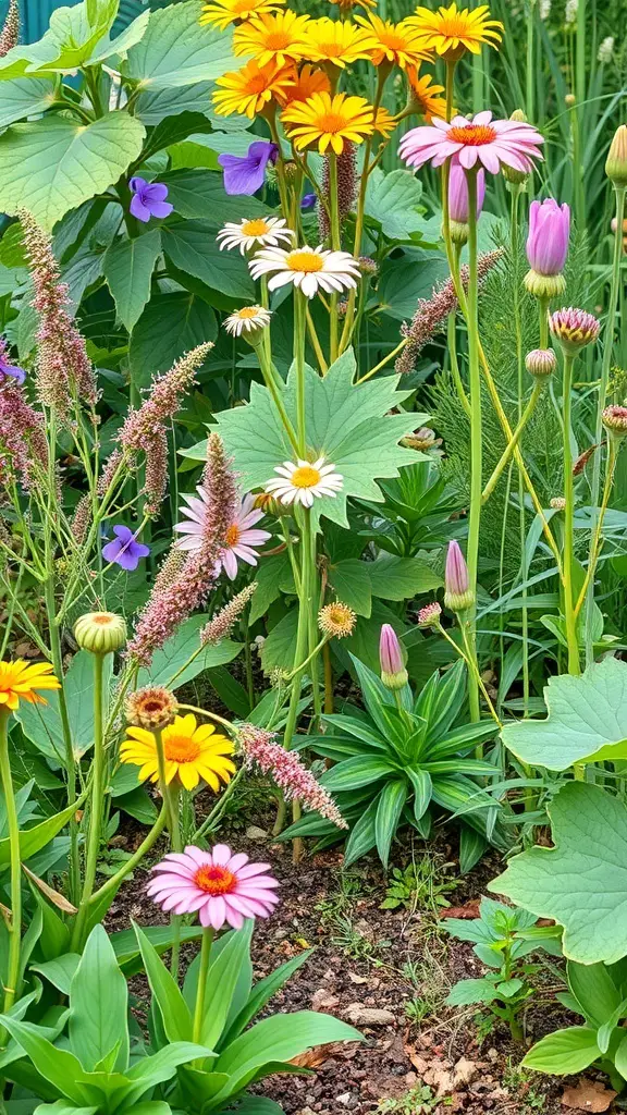 31+ Wild Garden Ideas to Transform Your Outdoor Space 15 A colorful wild garden featuring various flowers and plants.
